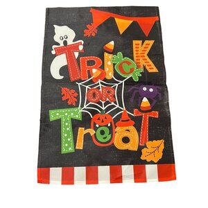 Halloween Trick Or Treat Garden Flag 17.5" x 12" Ghost Spider Jack o Lantern